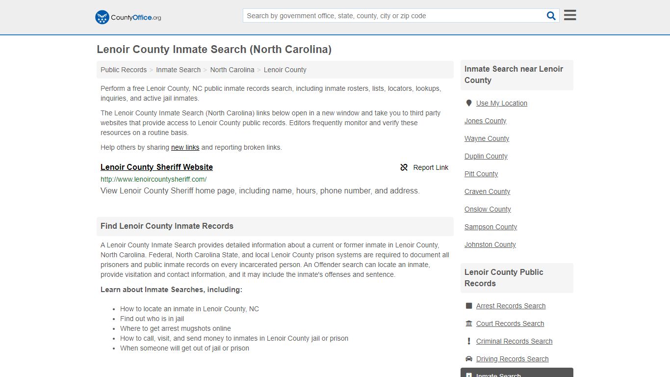 Inmate Search - Lenoir County, NC (Inmate Rosters & Locators)
