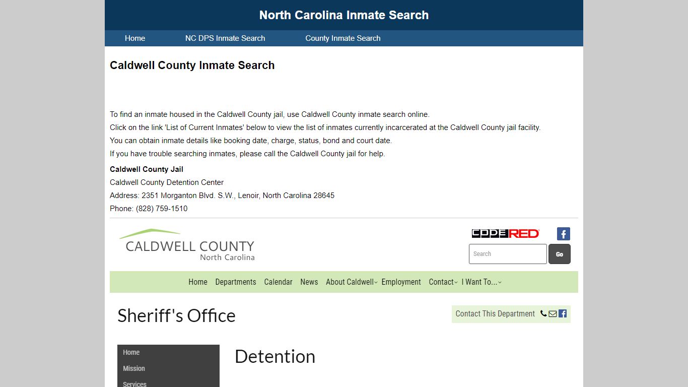 Caldwell County Inmate Search - North Carolina Inmate Search